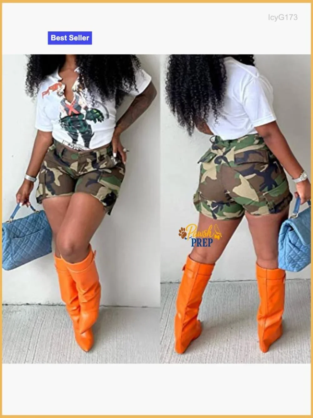 High Waisted Cargo Shorts with Pockets Distressed Casual Denim Style